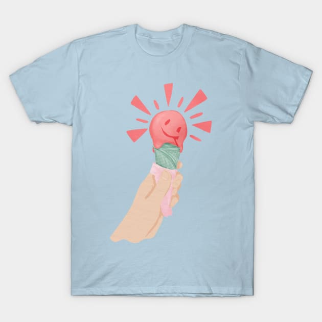 Melting Smiling Sunshine Ice Cream Cone T-Shirt by venglehart